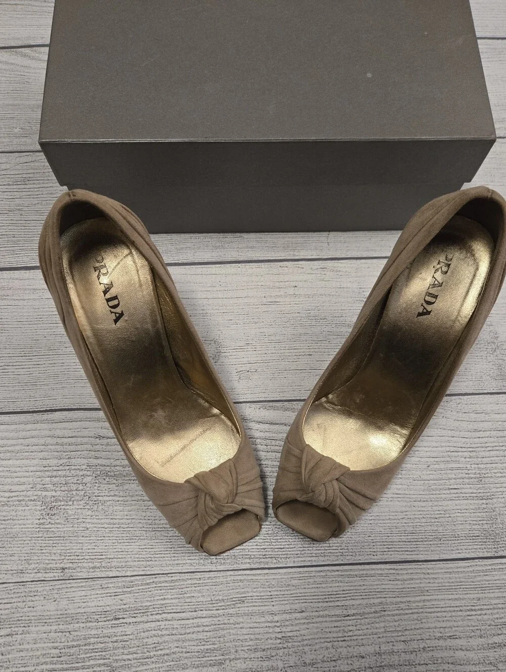 Prada Suede Ruffle Embellishment Pumps $770.